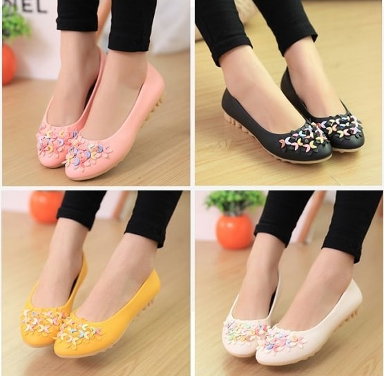 Yellow Korean Flat Shoes Import