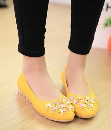 Yellow Korean Flat Shoes Import