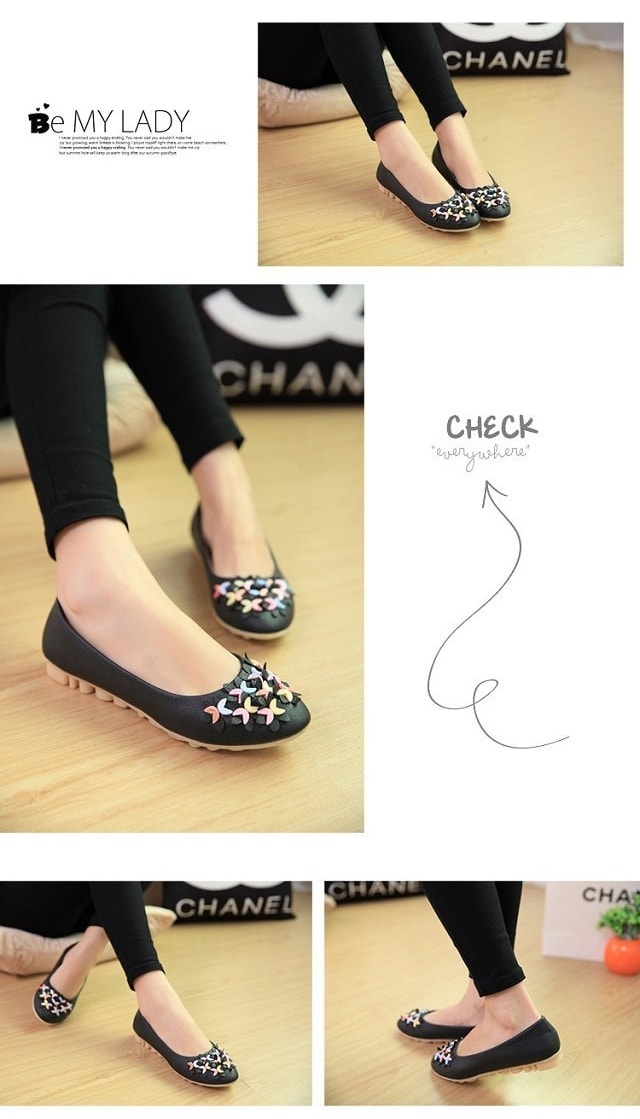 Black Korean Flat Shoes Import