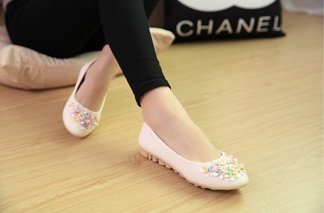 Beige Korean Flat Shoes Import