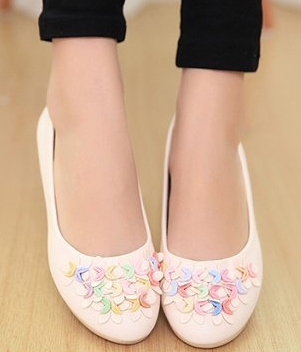 Beige Korean Flat Shoes Import