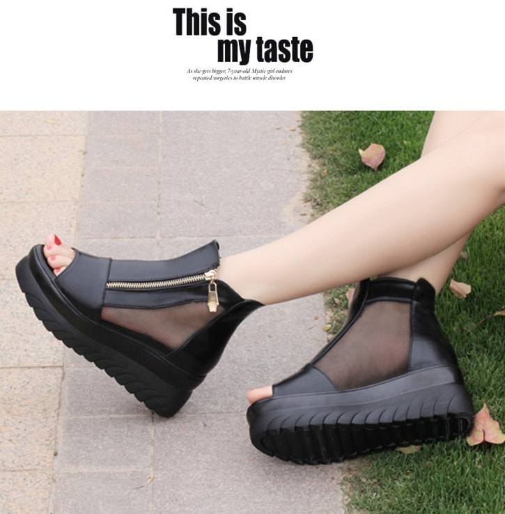 Black Korean Wedges Import