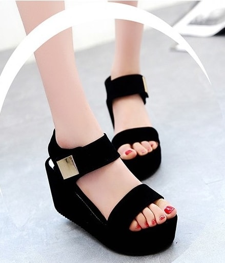 Black Korean Wedges Import