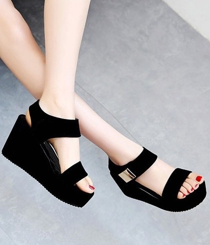 Black Korean Wedges Import