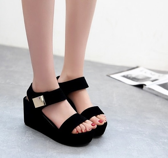 Black Korean Wedges Import