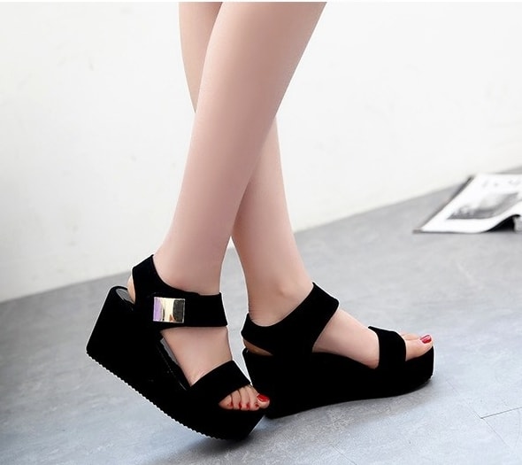 Black Korean Wedges Import