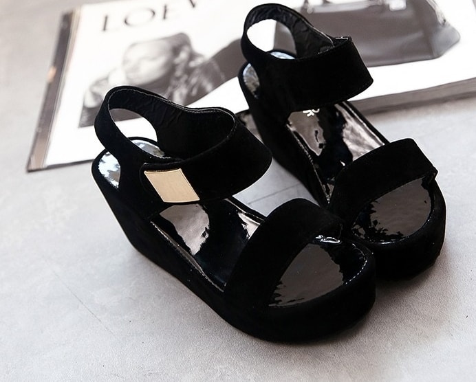 Black Korean Wedges Import