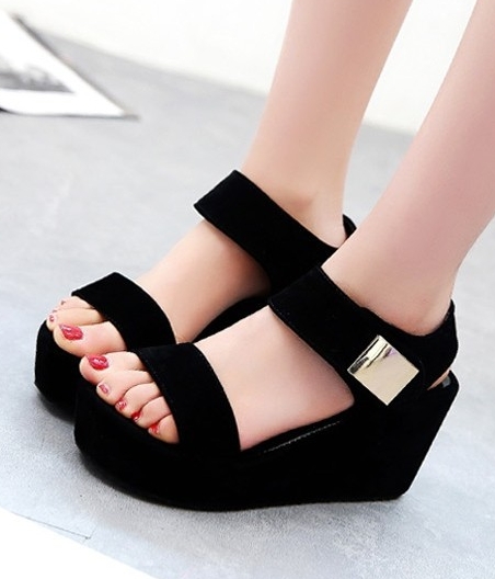 Black Korean Wedges Import