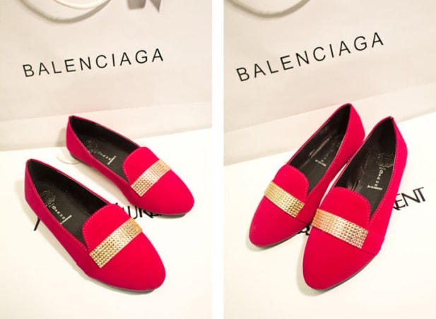 Red Korean Flat Shoes Import