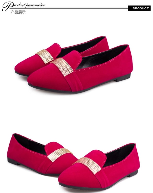 Red Korean Flat Shoes Import