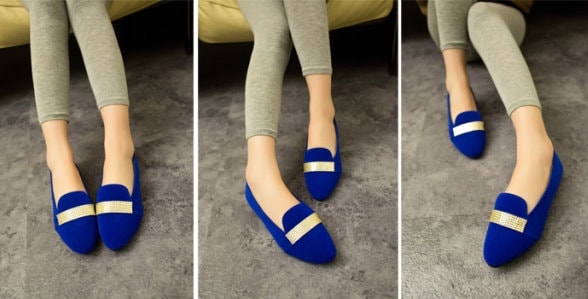 Blue Korean Flat Shoes Import