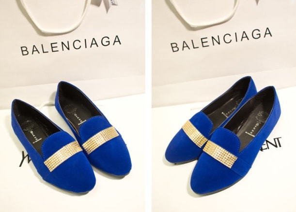 Blue Korean Flat Shoes Import