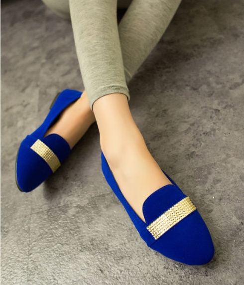 Blue Korean Flat Shoes Import