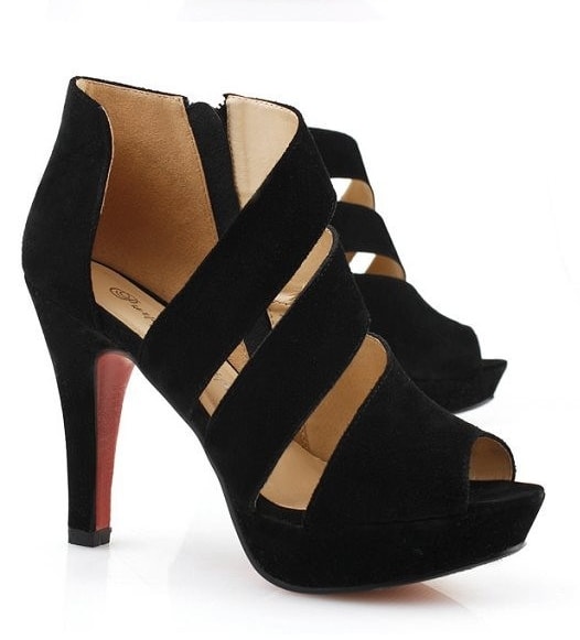 Black High Heel Roman Party Shoes