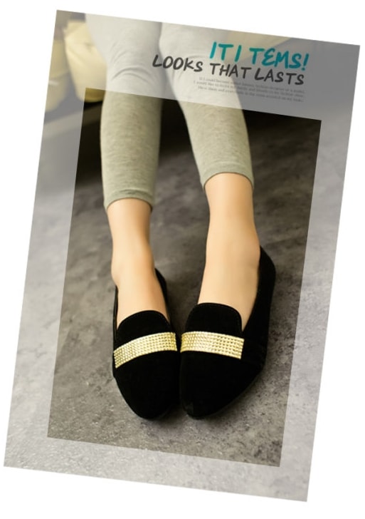 Black Korean Flat Shoes Import