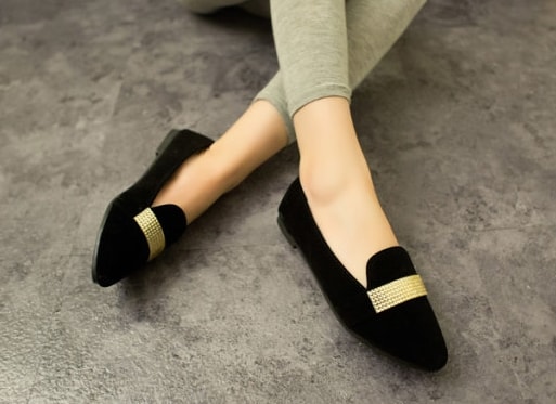 Black Korean Flat Shoes Import