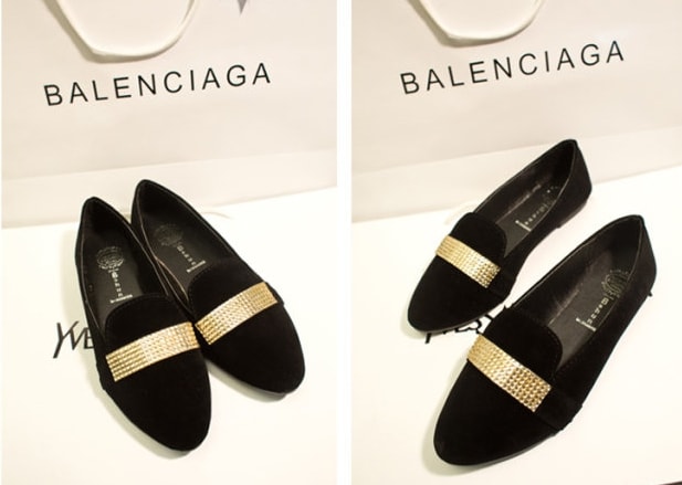 Black Korean Flat Shoes Import