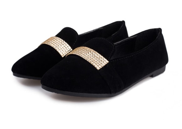 Black Korean Flat Shoes Import