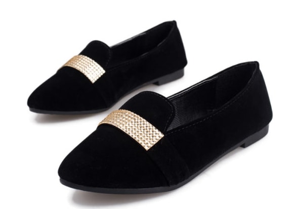 Black Korean Flat Shoes Import