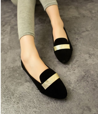 Black Korean Flat Shoes Import