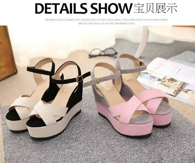 Beige High Heel Korea Wedges