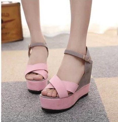 Pink High Heel Korea Wedges