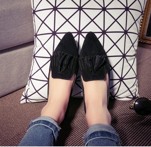 Black Casual Flat Shoes Import