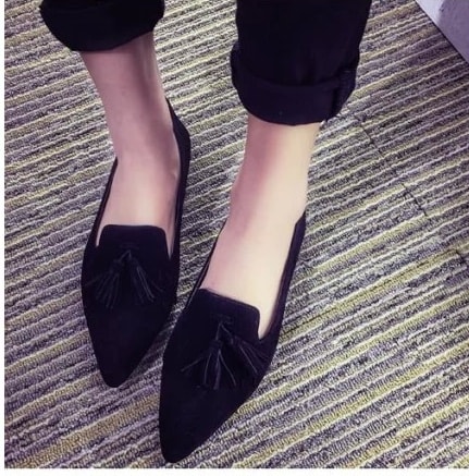 Black Casual Flat Shoes Import