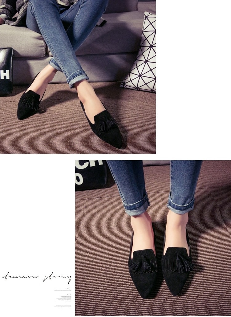 Black Casual Flat Shoes Import