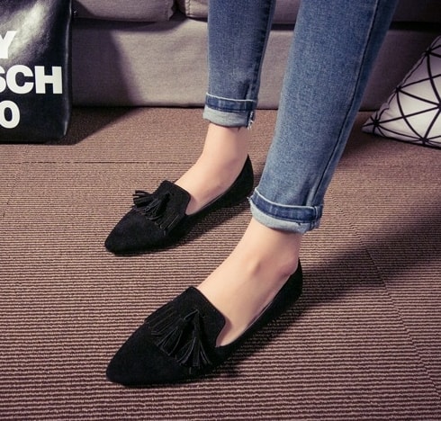 Black Casual Flat Shoes Import