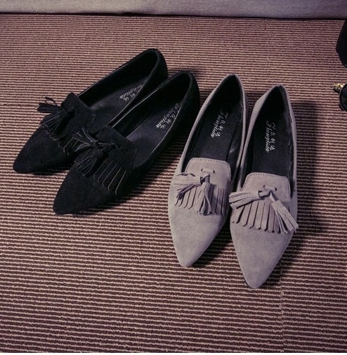 Black Casual Flat Shoes Import