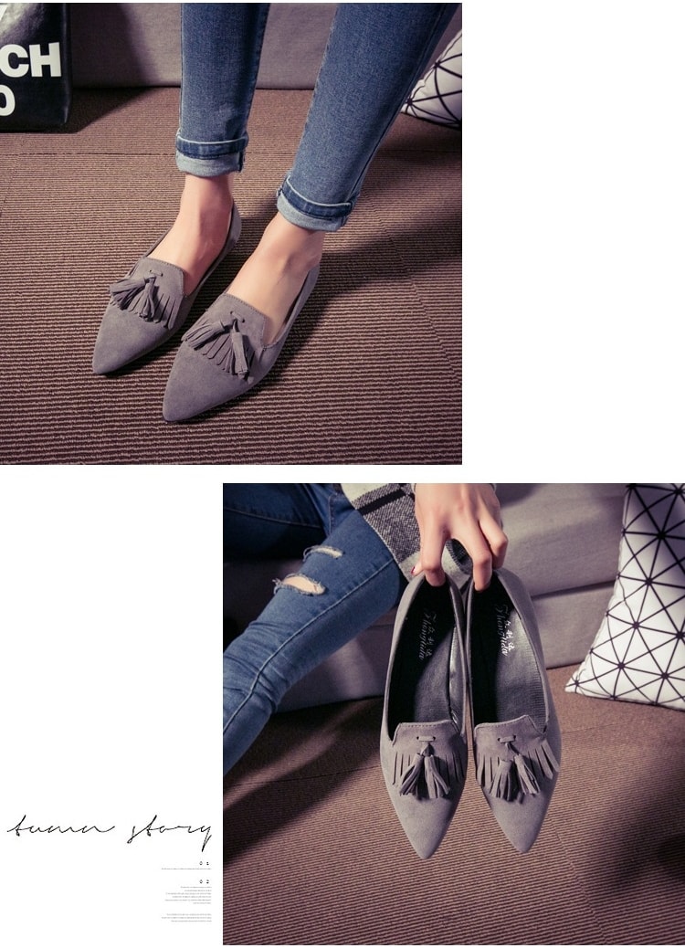 Grey Casual Flat Shoes Import