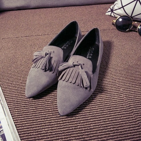 Grey Casual Flat Shoes Import