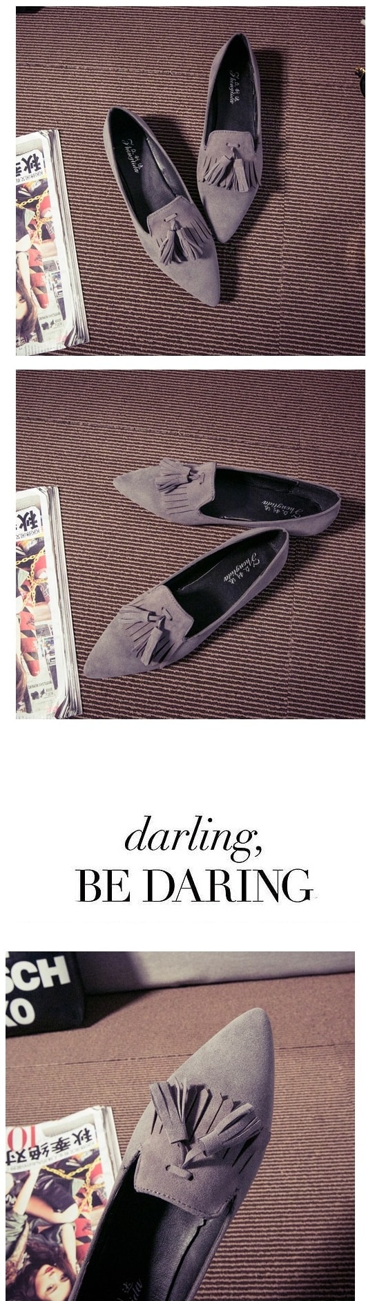 Grey Casual Flat Shoes Import