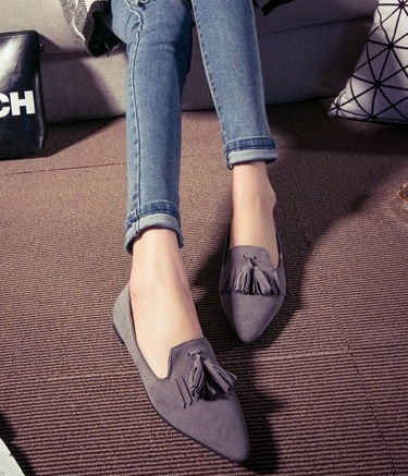 Grey Casual Flat Shoes Import