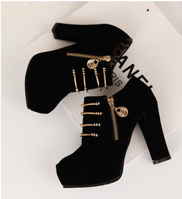 Black Korean High Heel Boots