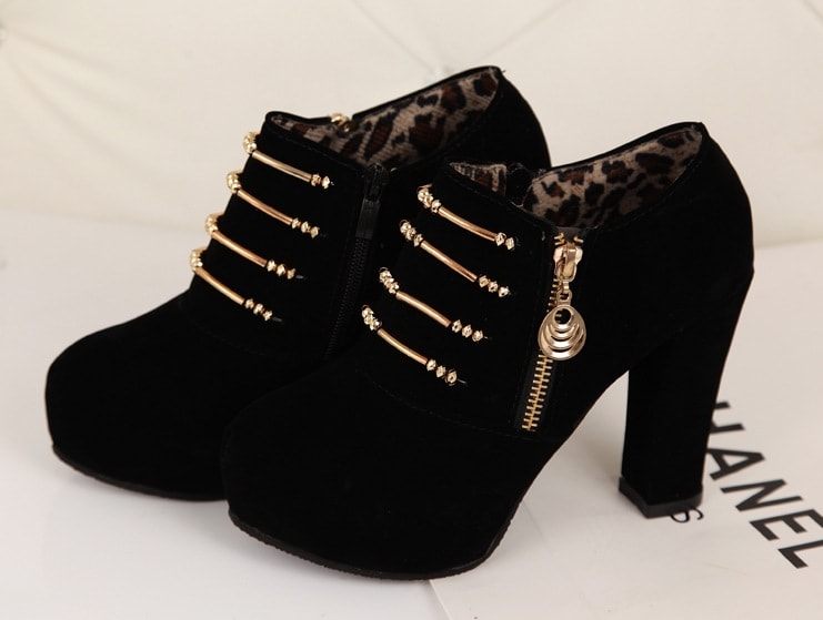 Black Korean High Heel Boots