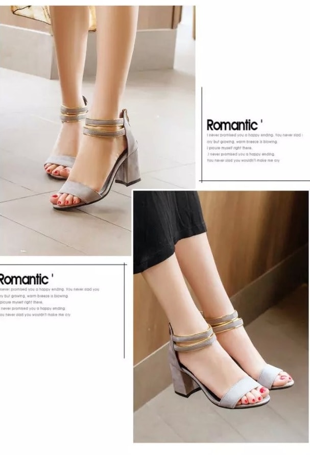 Grey Stripe Elegant Shoes