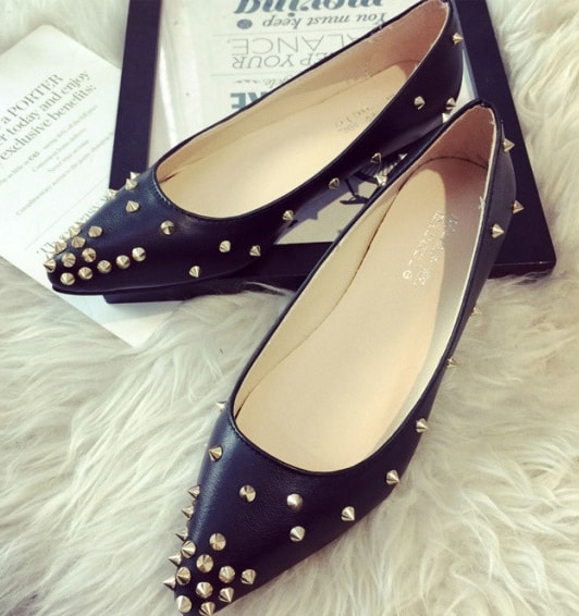 Black Korean Pointed Flat Shoes