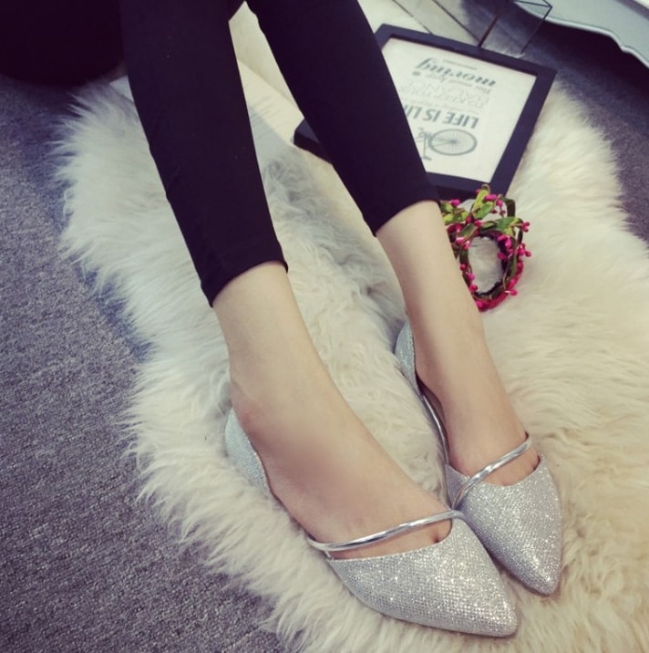 Silver Autumn Low Heel Flat Shoes