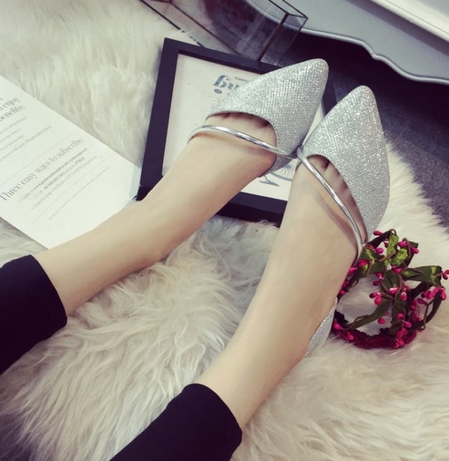 Silver Autumn Low Heel Flat Shoes