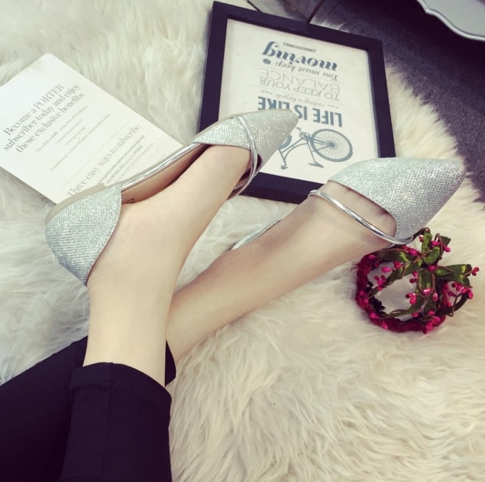 Silver Autumn Low Heel Flat Shoes