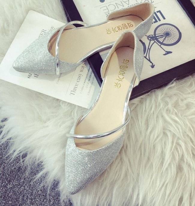 Silver Autumn Low Heel Flat Shoes