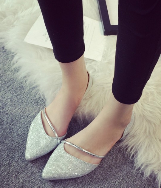 Silver Autumn Low Heel Flat Shoes