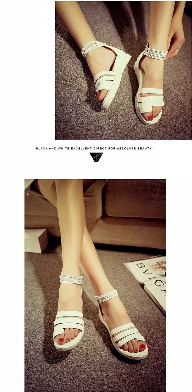 White Korean Low Heel Shoes