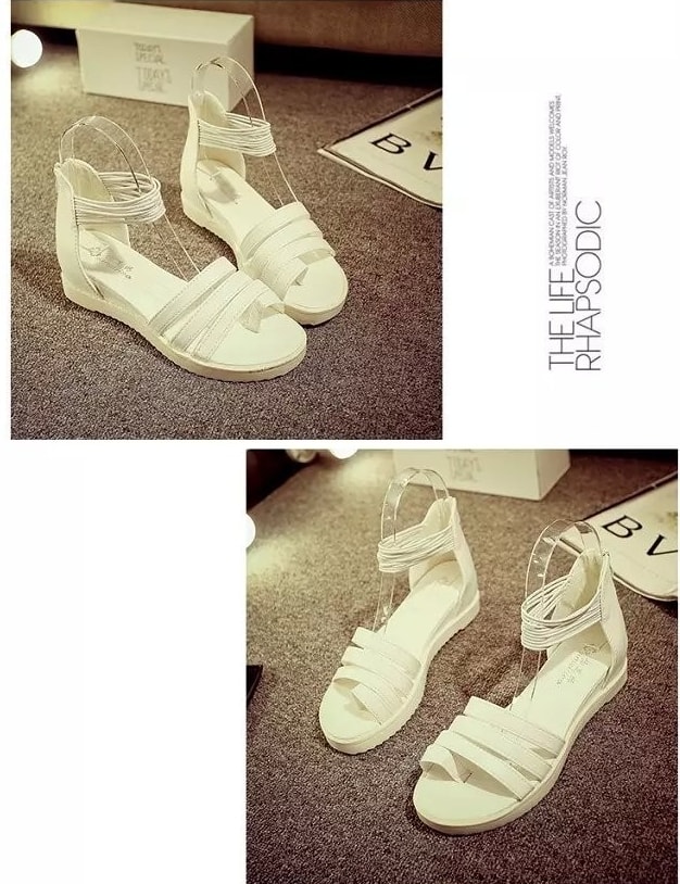 White Korean Low Heel Shoes