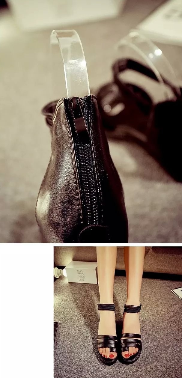 Black Korean Low Heel Shoes