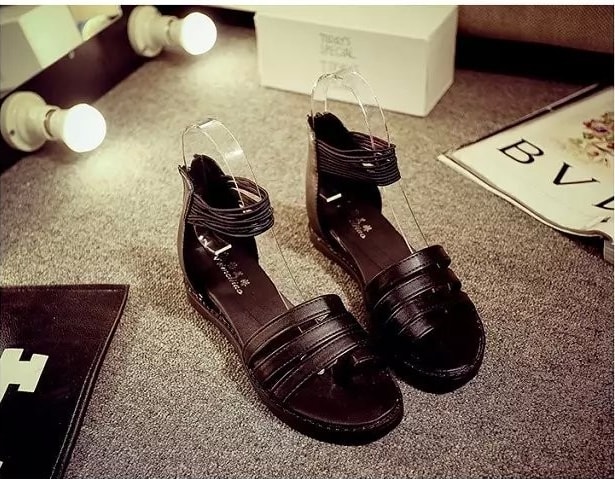 Black Korean Low Heel Shoes