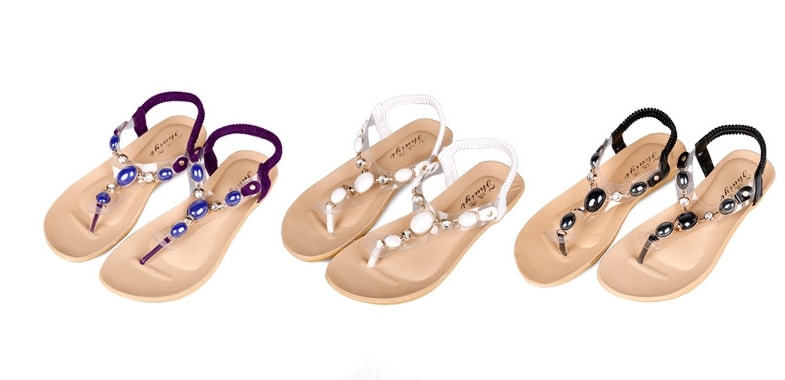 Purple beaded flat sandals