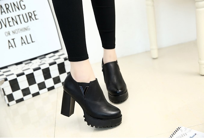 Black High Heel Martin Boots